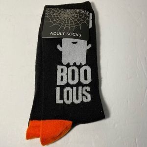 FAB-BOO-LOUS Socks Adult 9-11 Halloween One Pair Black & Orange - Trick Or Treat